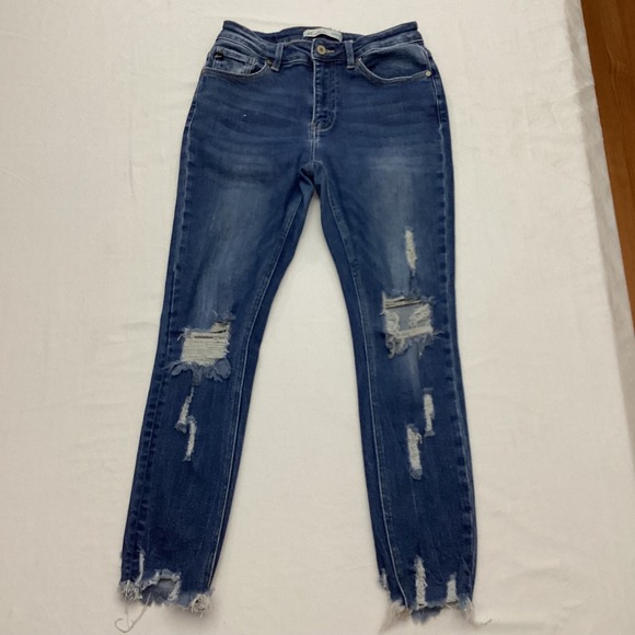 KanCan Jeans Women Size 28 Dark Wash Distressed Skinny Capri High Rise size 28 - Picture 10 of 11